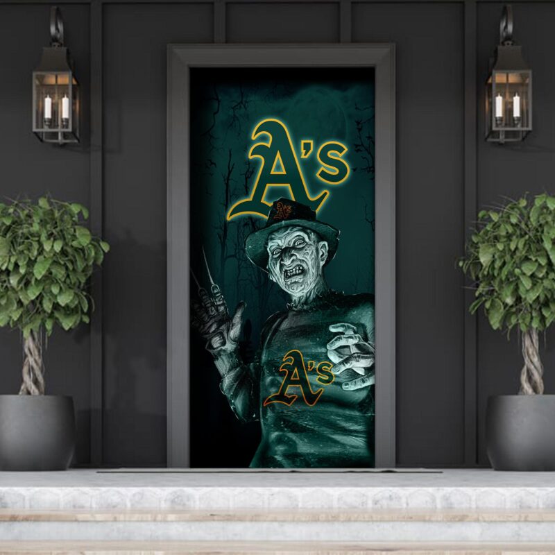 MLB Oakland Athletics Door Cover Halloween Killer Freddy Krueger