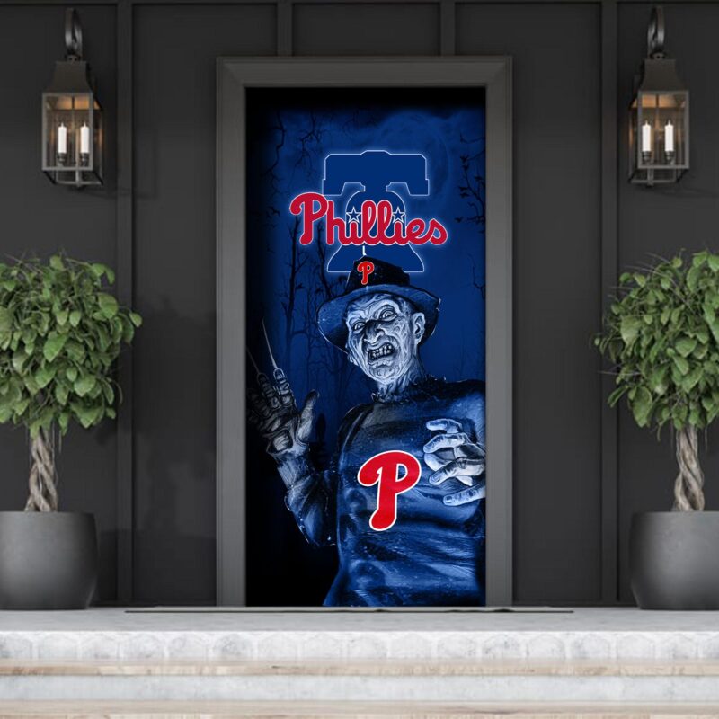 MLB Philadelphia Phillies Door Cover Halloween Killer Freddy Krueger