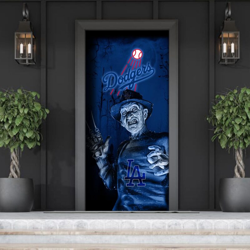 MLB Los Angeles Dodgers Door Cover Halloween Killer Freddy Krueger