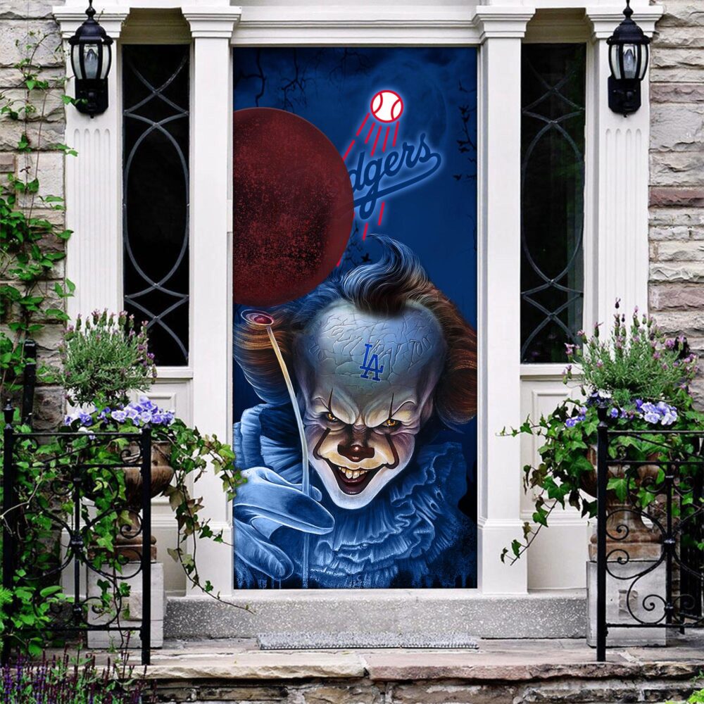 MLB Los Angeles Dodgers Door Cover Halloween Killer Pennywise