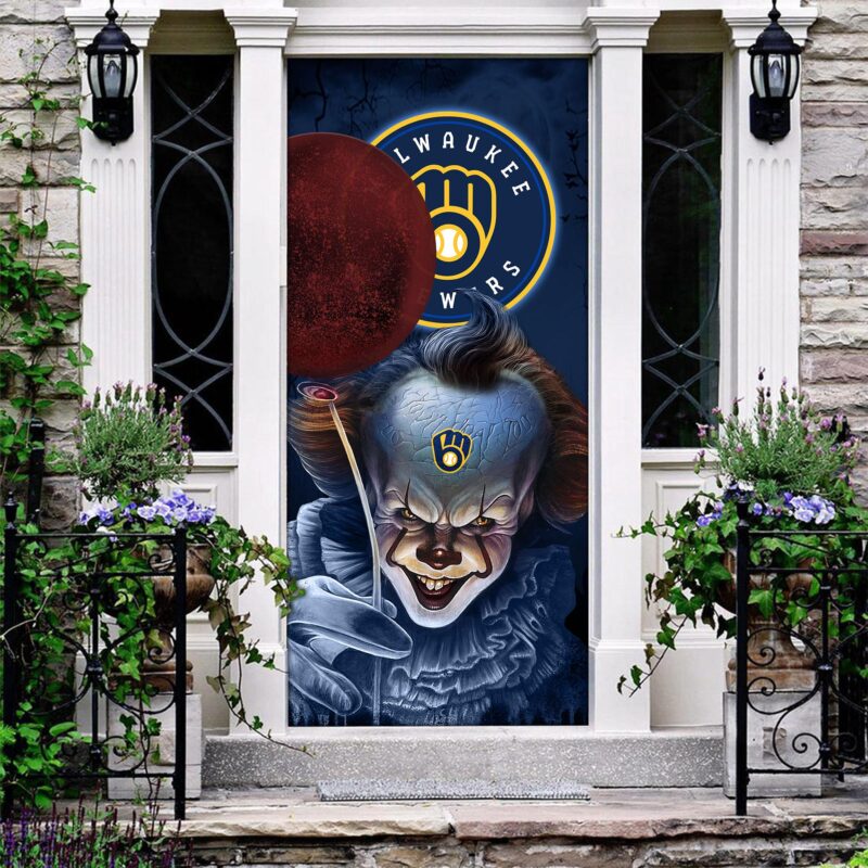 MLB Milwaukee Brewers Door Cover Halloween Killer Pennywise
