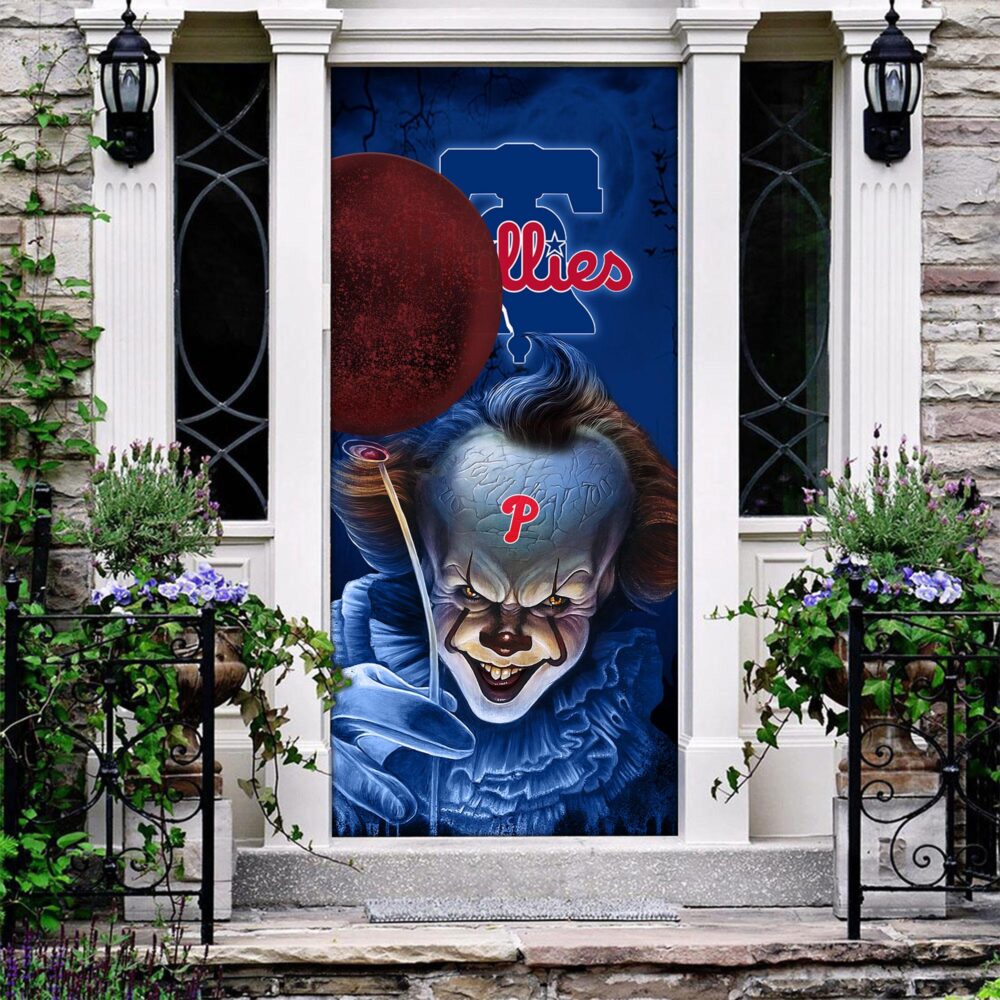 MLB Philadelphia Phillies Door Cover Halloween Killer Pennywise