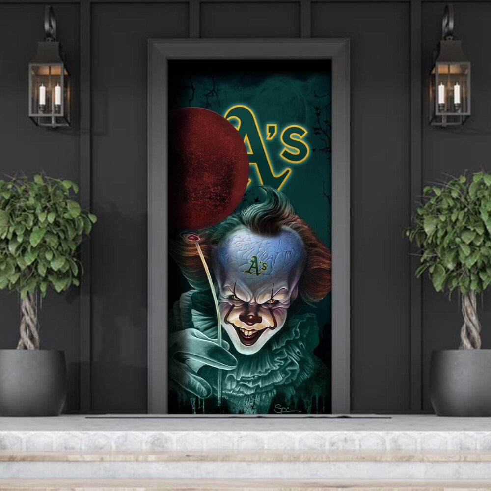 MLB Oakland Athletics Door Cover Halloween Killer Pennywise