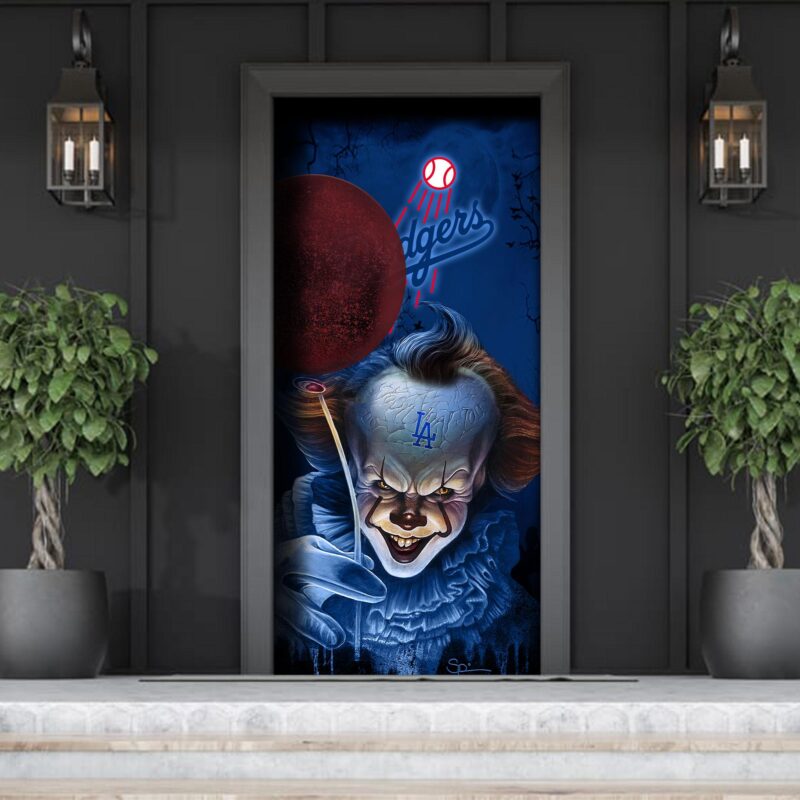 MLB Los Angeles Dodgers Door Cover Halloween Killer Pennywise