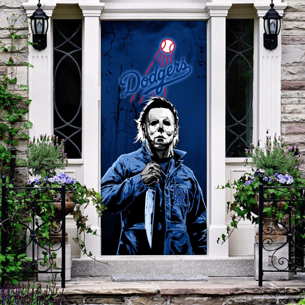 MLB Los Angeles Dodgers Door Cover Halloween Killer Michael Myers