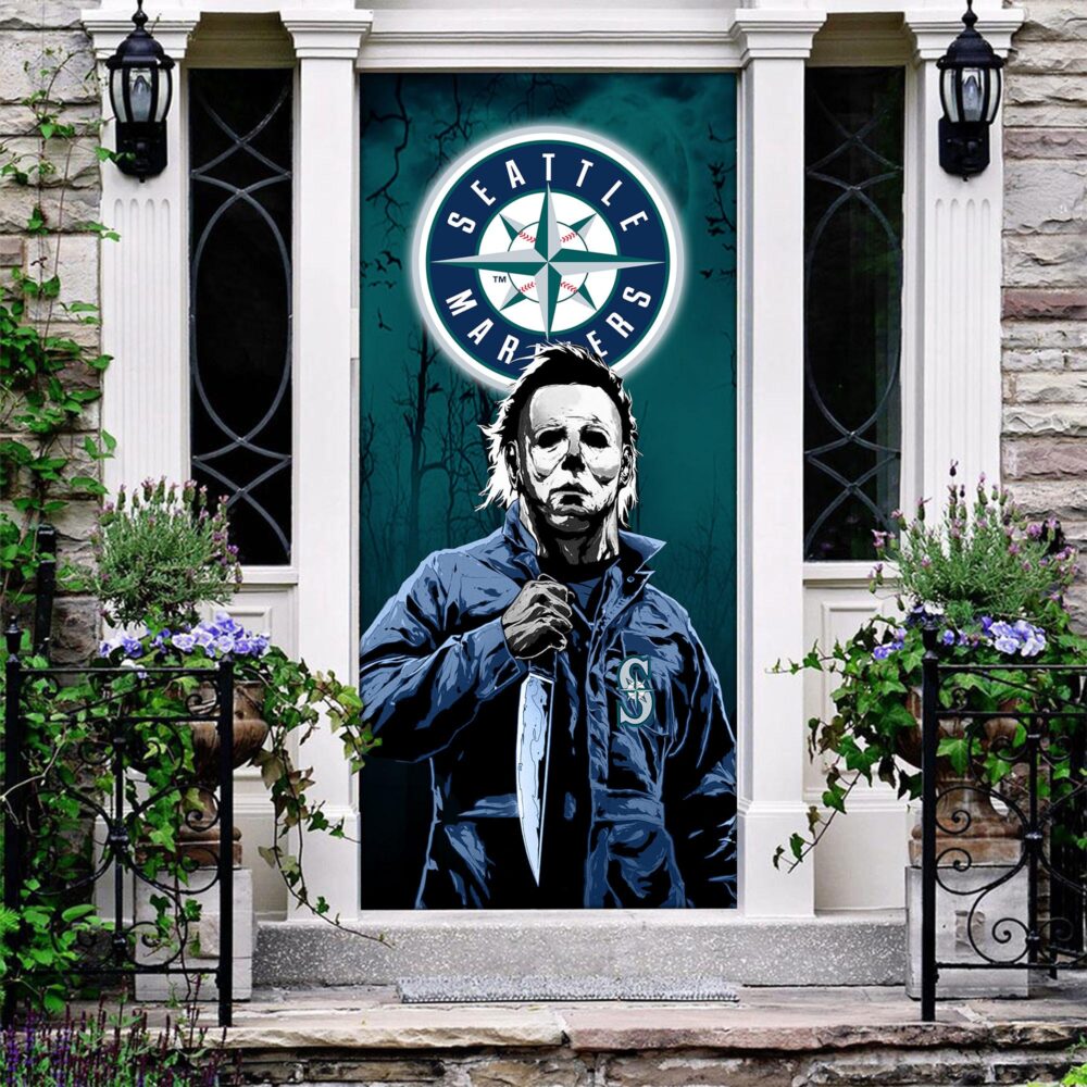 MLB Seattle Mariners Door Cover Halloween Killer Michael Myers