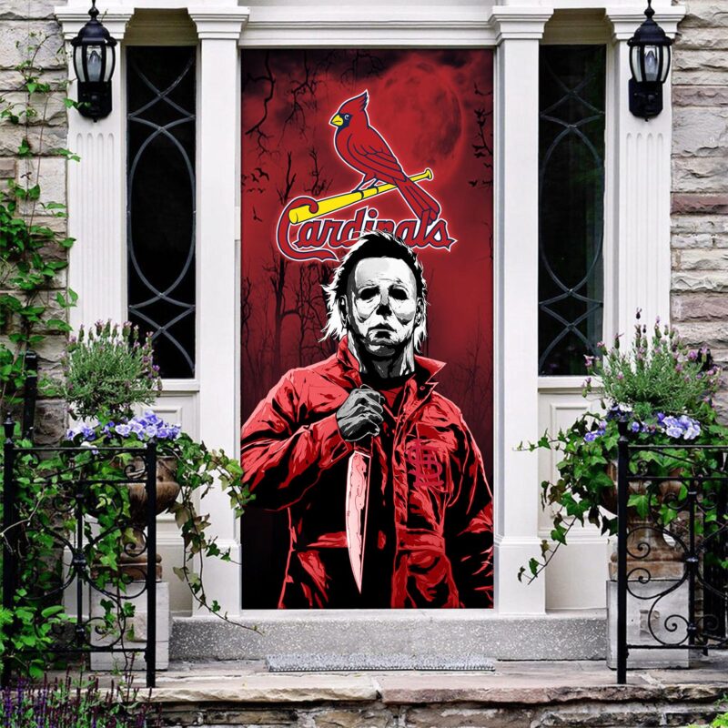 MLB St Louis Cardinals Door Cover Halloween Killer Michael Myers