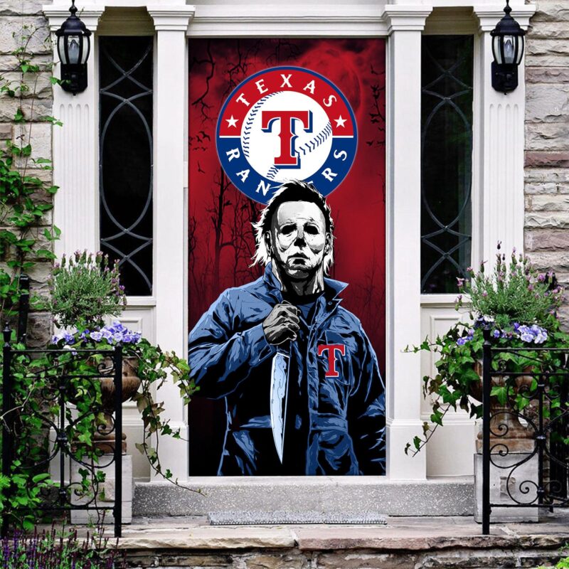 MLB Texas Rangers Door Cover Halloween Killer Michael Myers