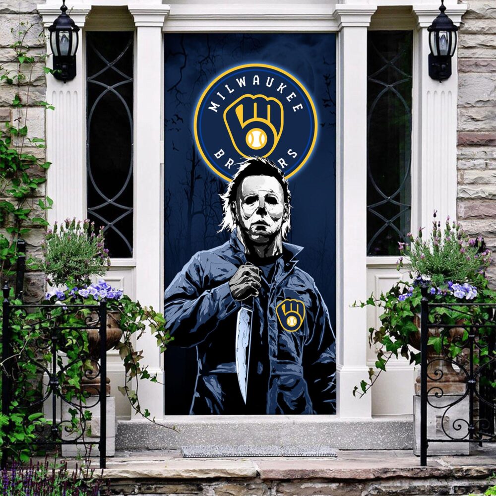 MLB Milwaukee Brewers Door Cover Halloween Killer Michael Myers