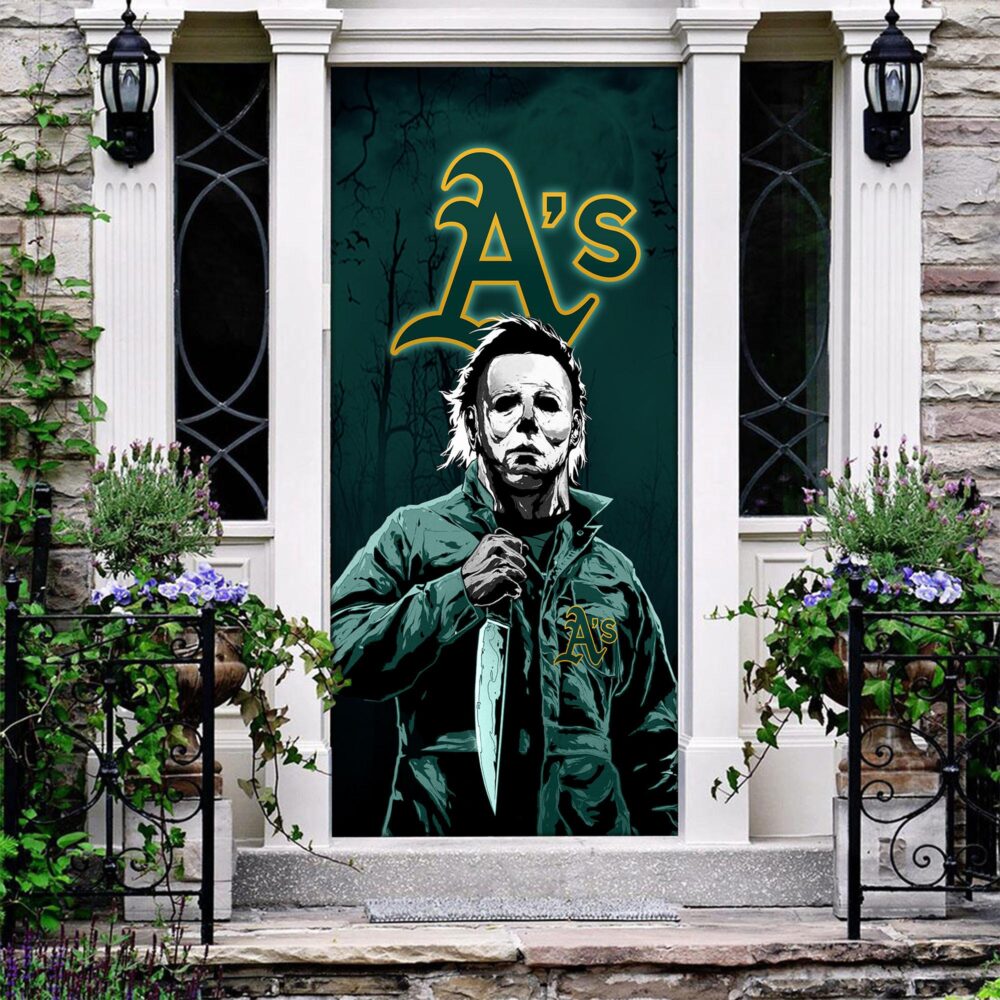 MLB Oakland Athletics Door Cover Halloween Killer Michael Myers