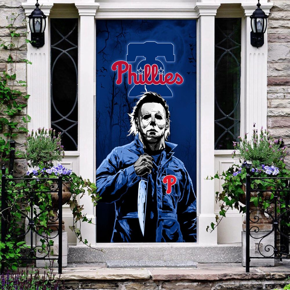 MLB Philadelphia Phillies Door Cover Halloween Killer Michael Myers