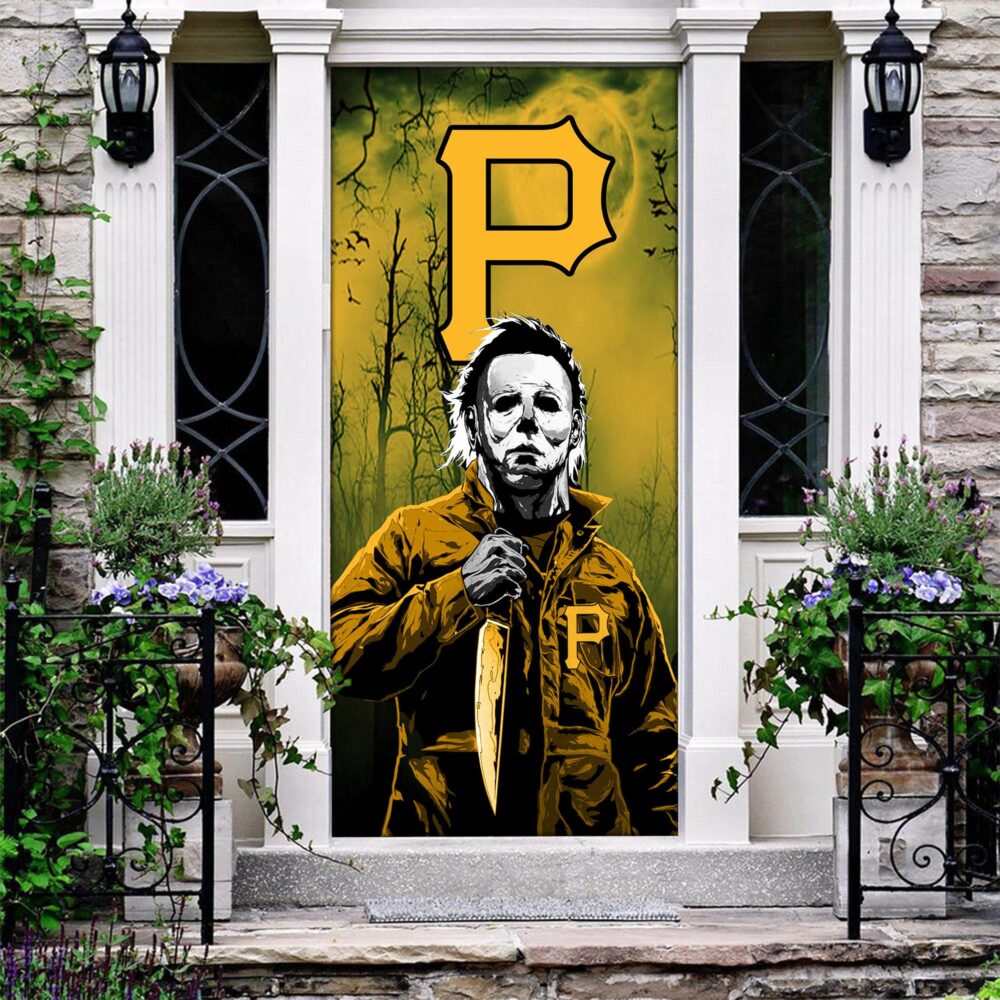 MLB Pittsburgh Pirates Door Cover Halloween Killer Michael Myers