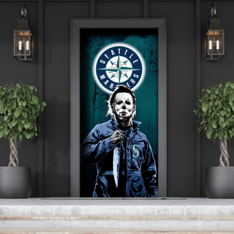 MLB Seattle Mariners Door Cover Halloween Killer Michael Myers