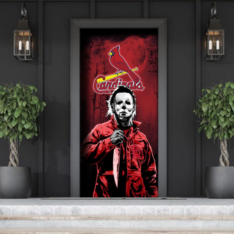 MLB St Louis Cardinals Door Cover Halloween Killer Michael Myers
