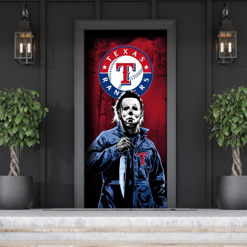 MLB Texas Rangers Door Cover Halloween Killer Michael Myers