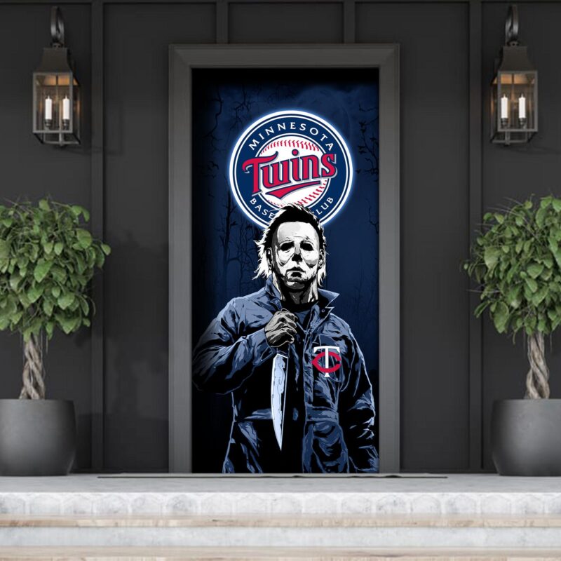 MLB Minnesota Twins Door Cover Halloween Killer Michael Myers