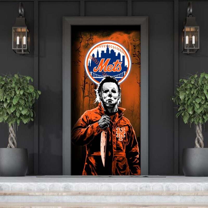 MLB New York Mets Door Cover Halloween Killer Michael Myers