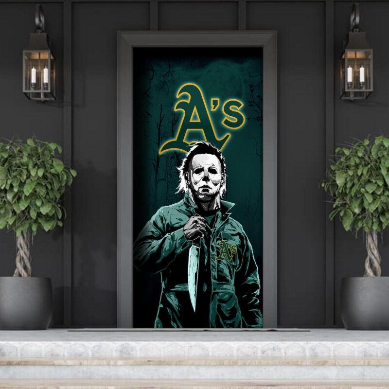 MLB Oakland Athletics Door Cover Halloween Killer Michael Myers