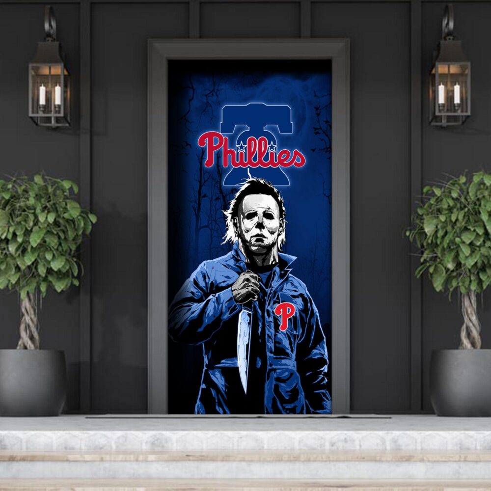 MLB Philadelphia Phillies Door Cover Halloween Killer Michael Myers