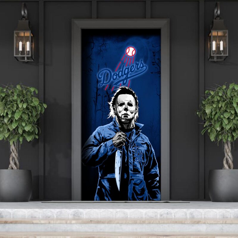 MLB Los Angeles Dodgers Door Cover Halloween Killer Michael Myers