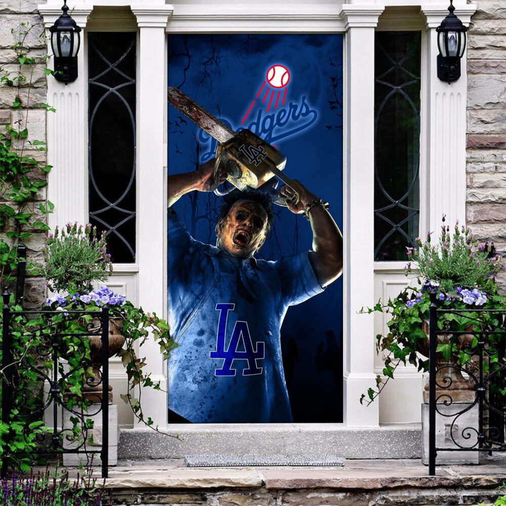 MLB Los Angeles Dodgers Door Cover Halloween Killer Leatherface