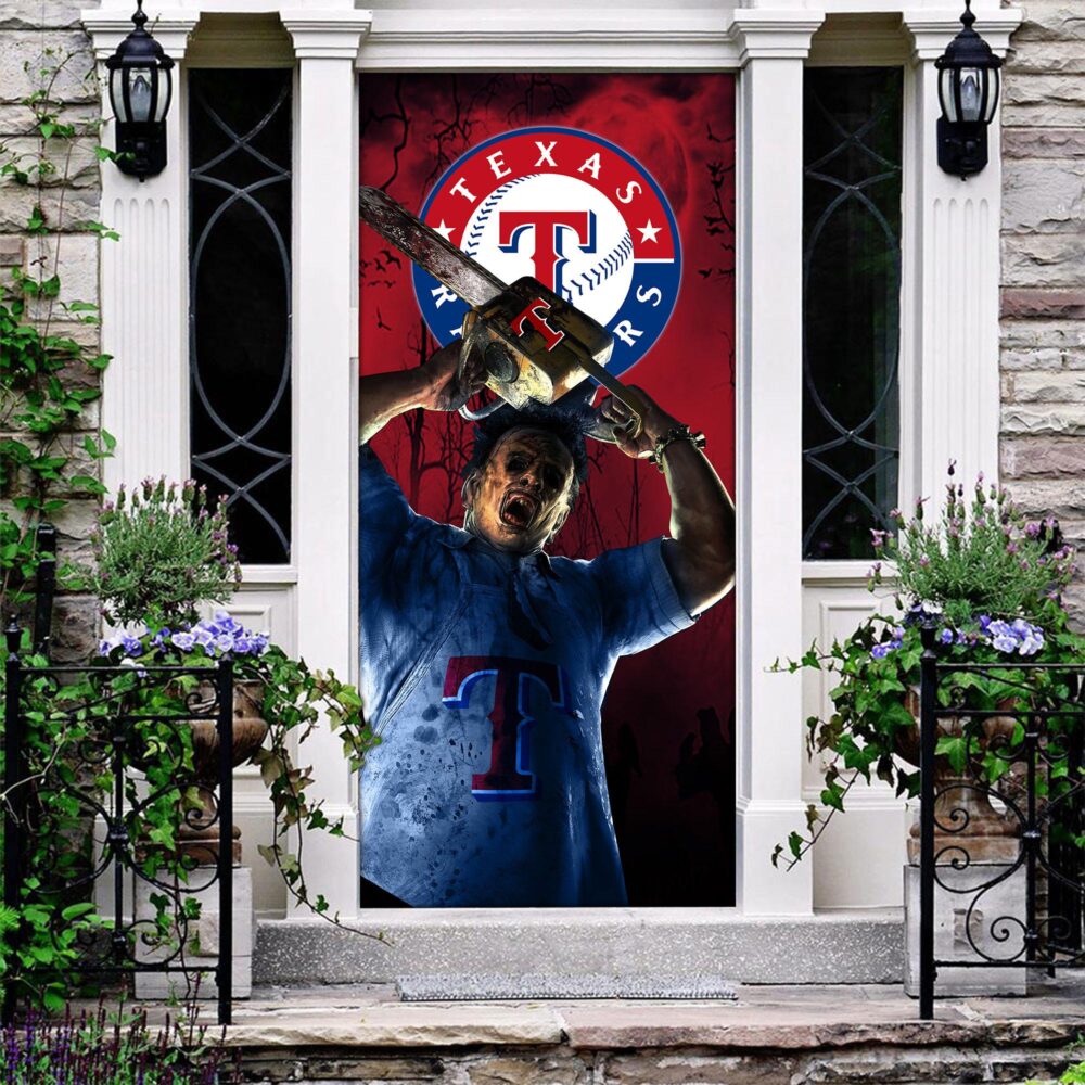 MLB Texas Rangers Door Cover Halloween Killer Leatherface