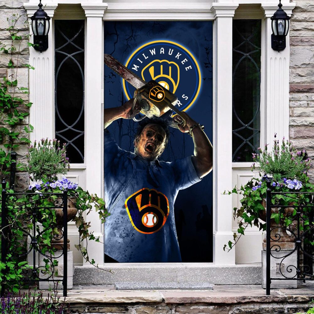 MLB Milwaukee Brewers Door Cover Halloween Killer Leatherface