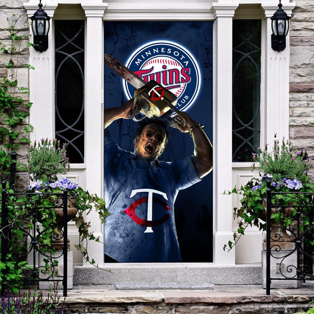 MLB Minnesota Twins Door Cover Halloween Killer Leatherface