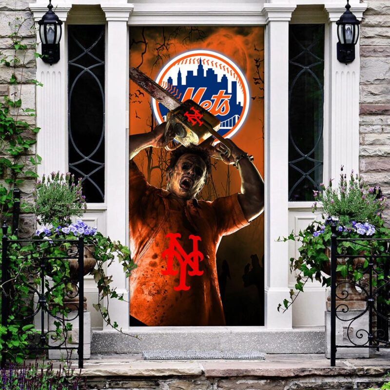 MLB New York Mets Door Cover Halloween Killer Leatherface