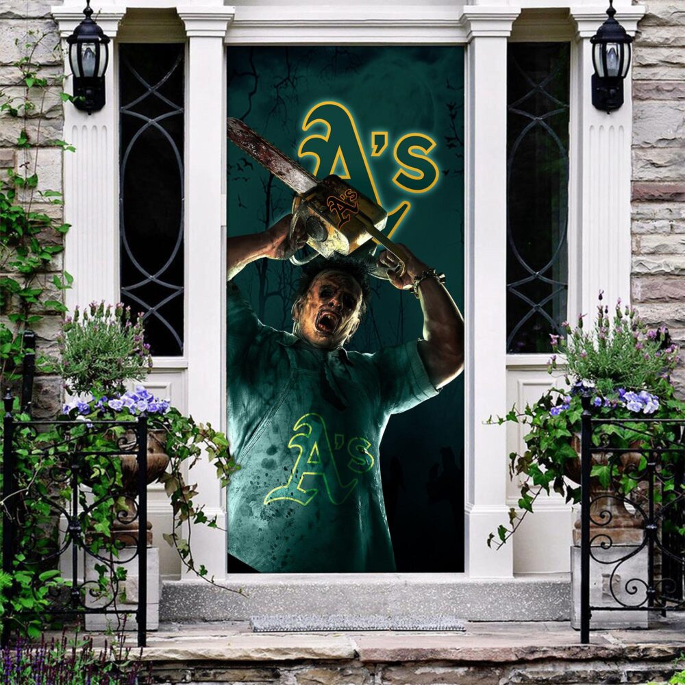 MLB Oakland Athletics Door Cover Halloween Killer Leatherface