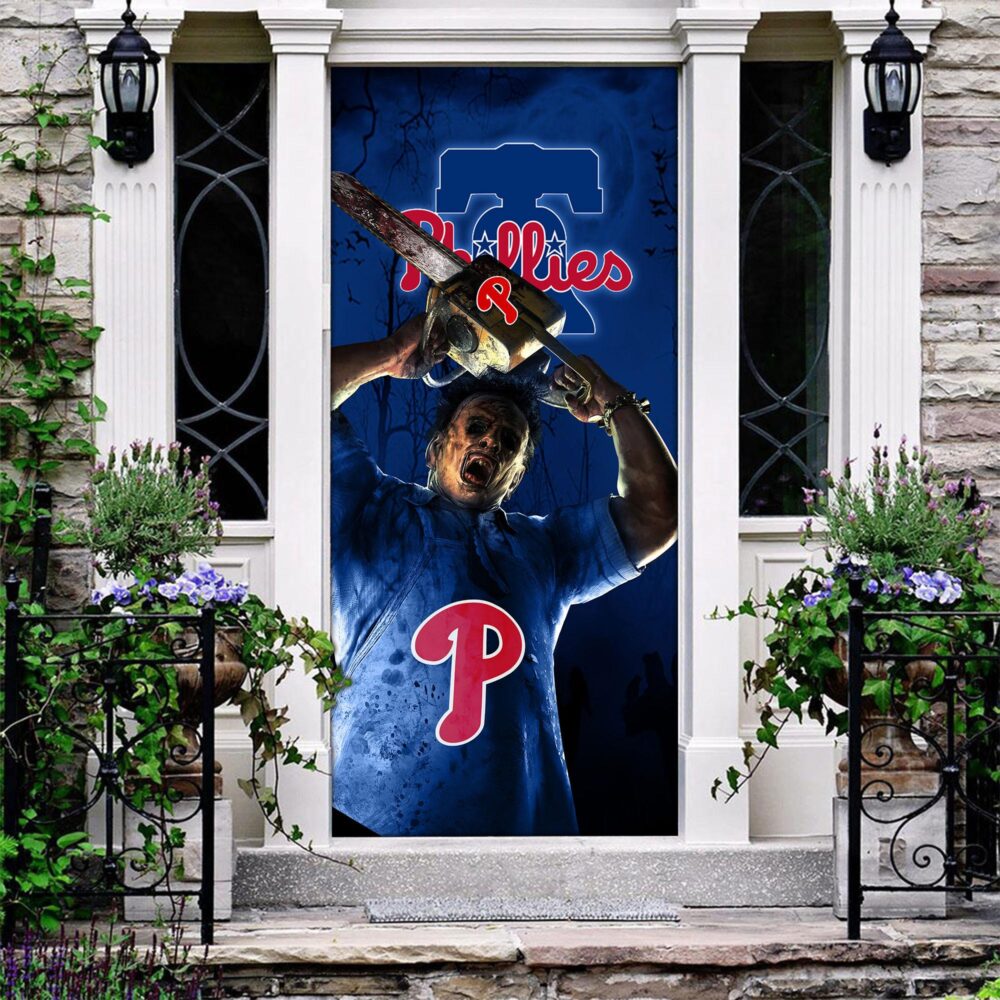 MLB Philadelphia Phillies Door Cover Halloween Killer Leatherface