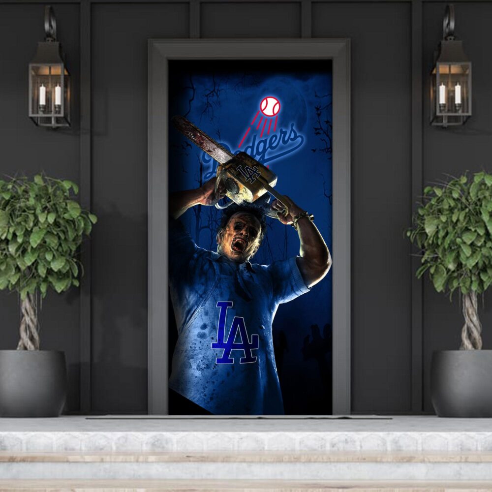 MLB Los Angeles Dodgers Door Cover Halloween Killer Leatherface