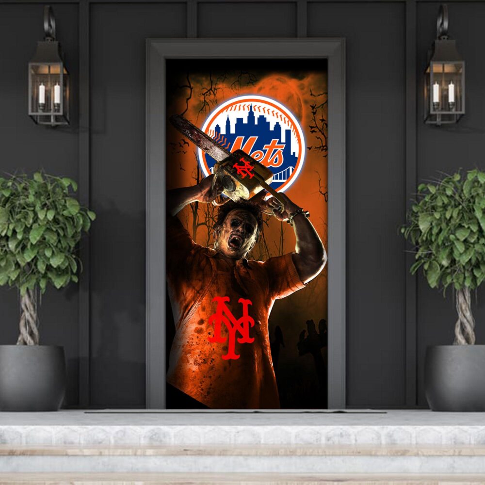 MLB New York Mets Door Cover Halloween Killer Leatherface