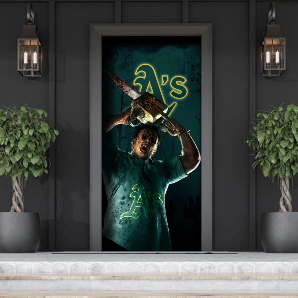 MLB Oakland Athletics Door Cover Halloween Killer Leatherface