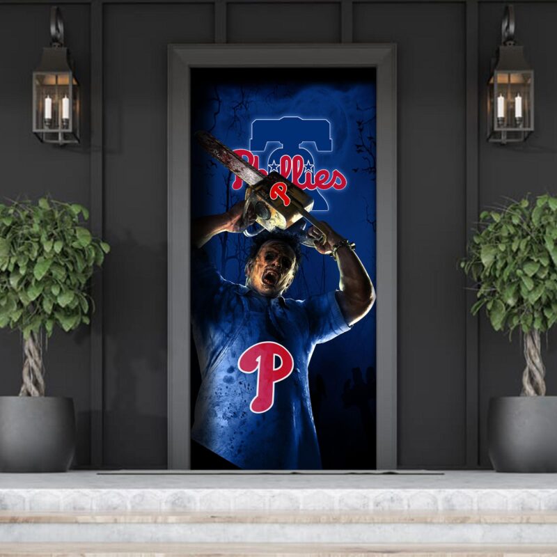 MLB Philadelphia Phillies Door Cover Halloween Killer Leatherface