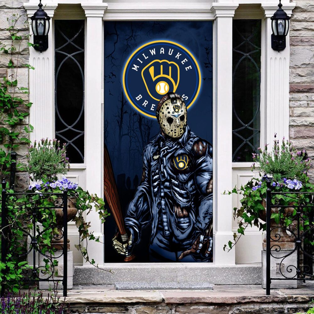 MLB Milwaukee Brewers Door Cover Halloween Killer Jason Voorhees