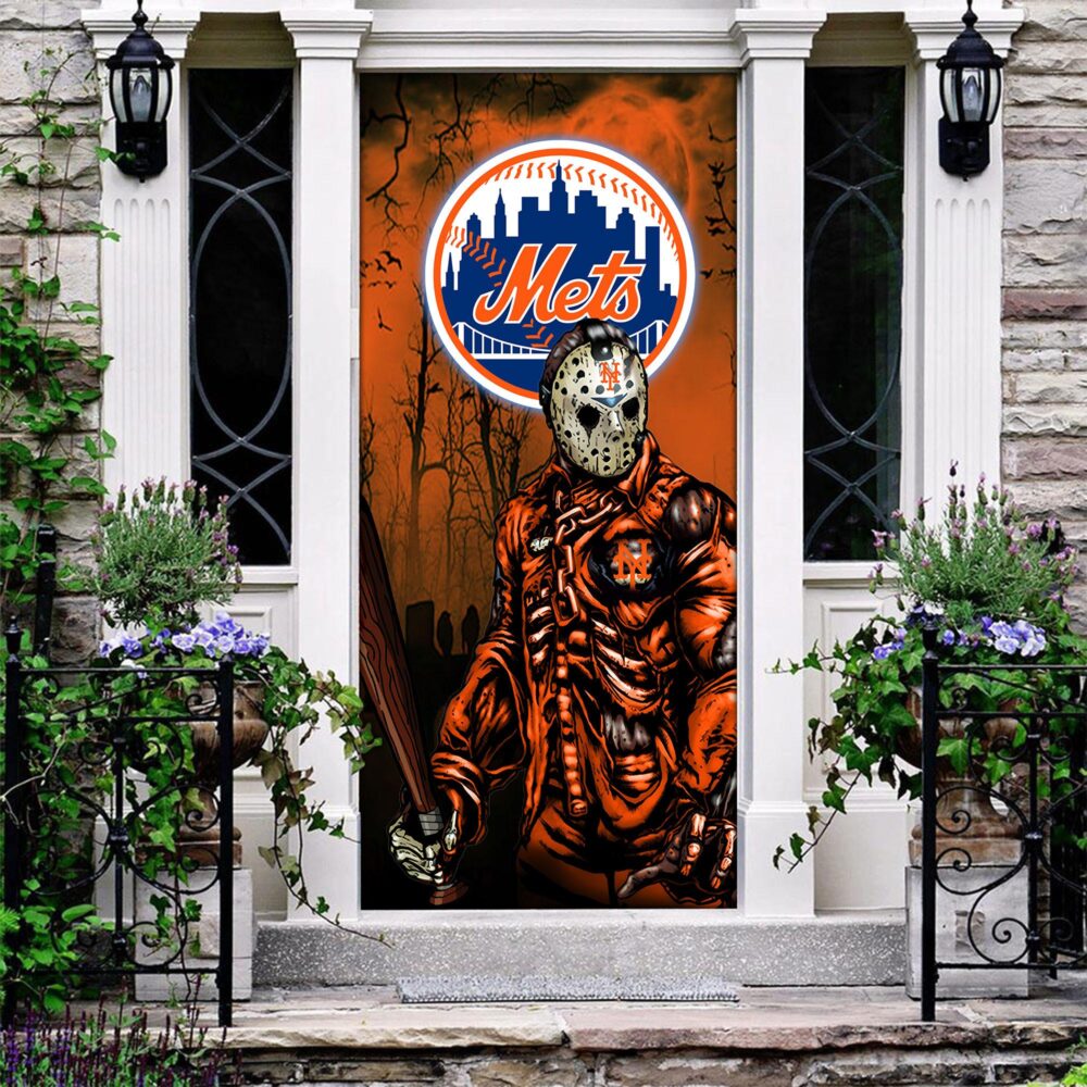 MLB New York Mets Door Cover Halloween Killer Jason Voorhees