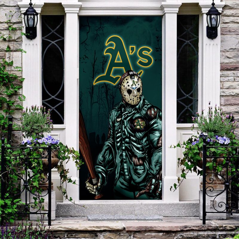 MLB Oakland Athletics Door Cover Halloween Killer Jason Voorhees