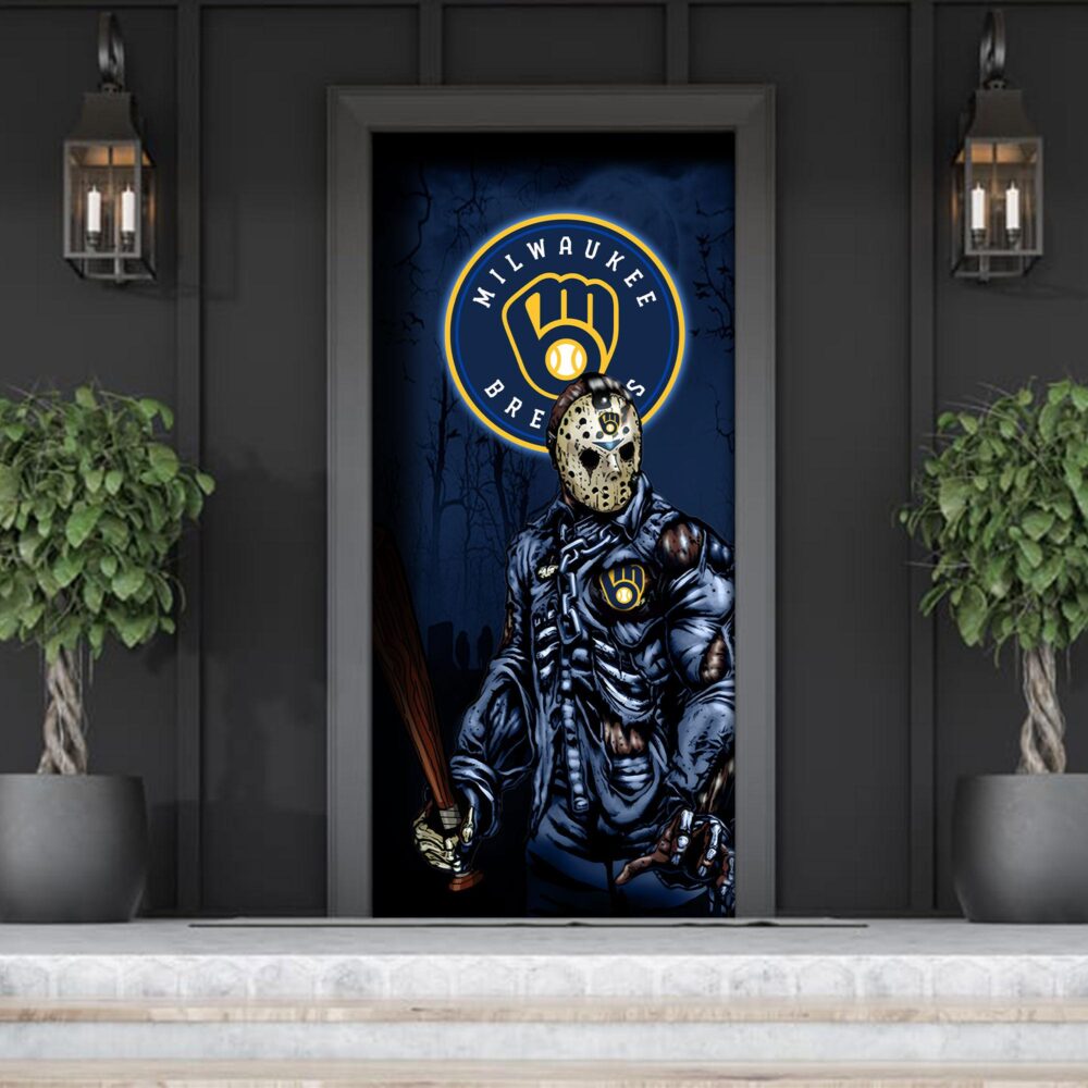 MLB Milwaukee Brewers Door Cover Halloween Killer Jason Voorhees