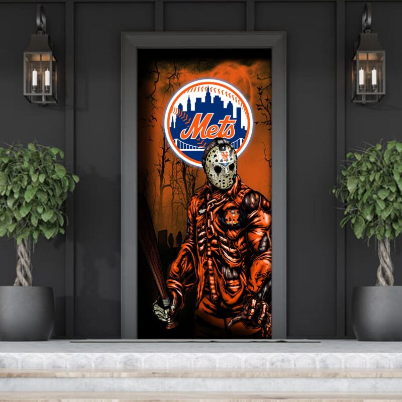 MLB New York Mets Door Cover Halloween Killer Jason Voorhees