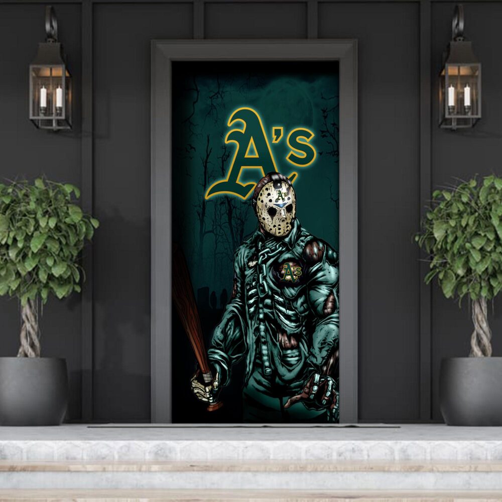 MLB Oakland Athletics Door Cover Halloween Killer Jason Voorhees