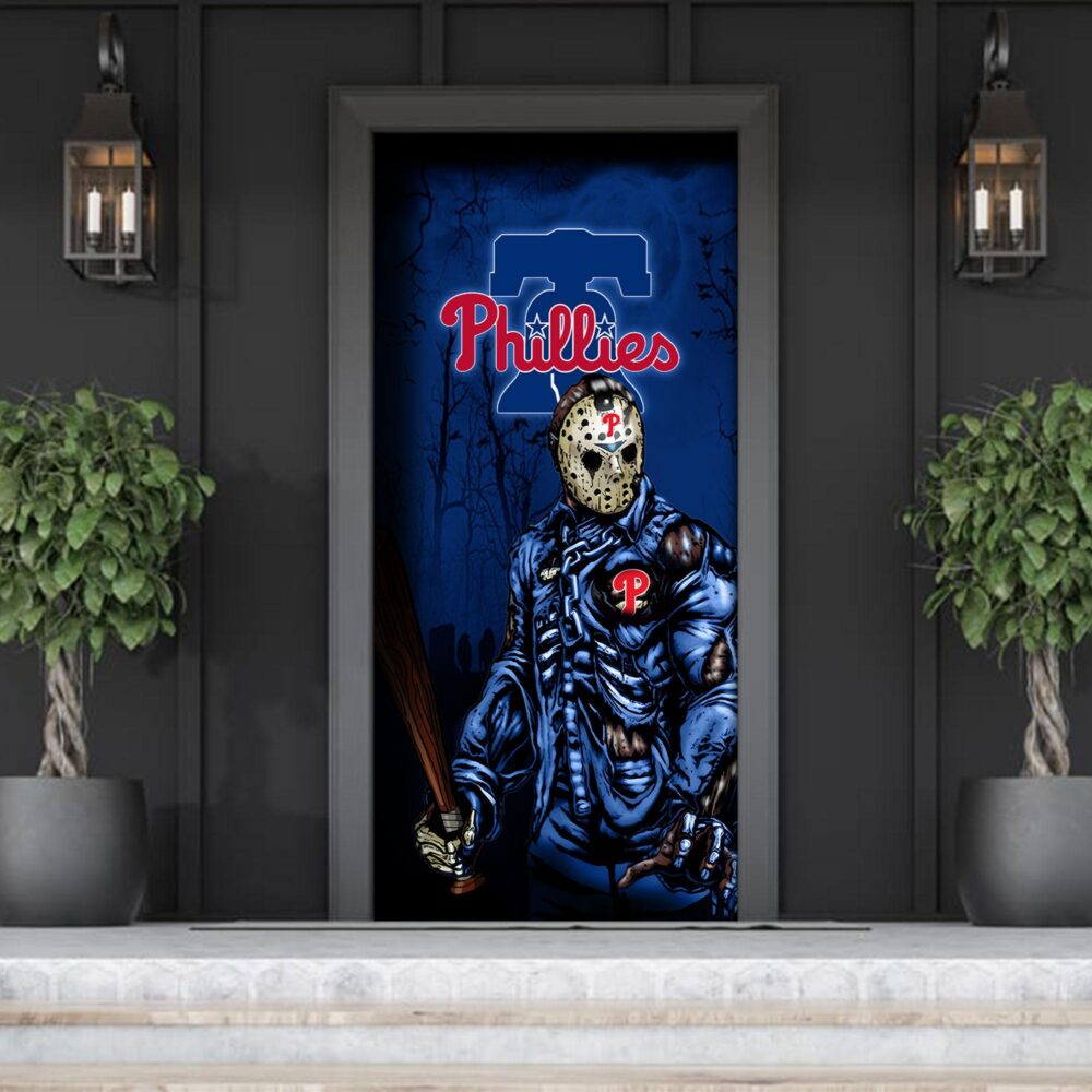 MLB Philadelphia Phillies Door Cover Halloween Killer Jason Voorhees