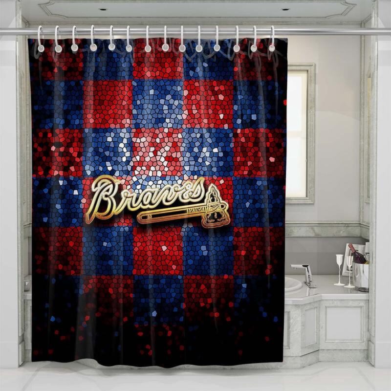 MLB Atlanta Braves Shower Curtain Home Run Bathroom Charm