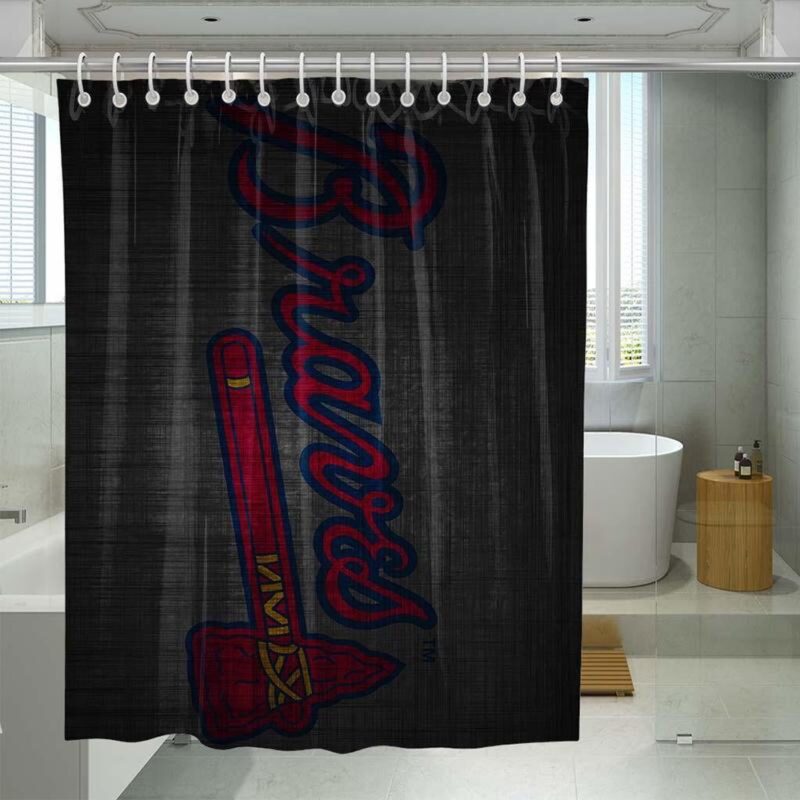 MLB Atlanta Braves Shower Curtain Logo Dark