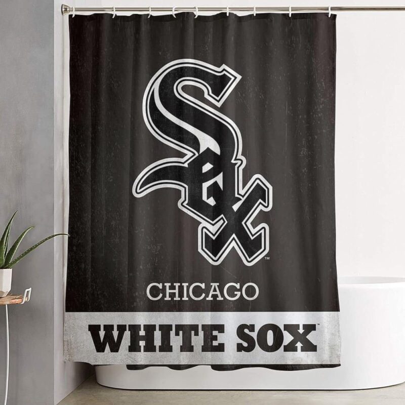 MLB Chicago White Sox Shower Curtain Black White