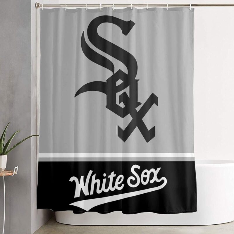 MLB Chicago White Sox Shower Curtain Grey Black