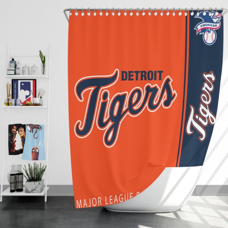 MLB Detroit Tigers Shower Curtain Orange Navy