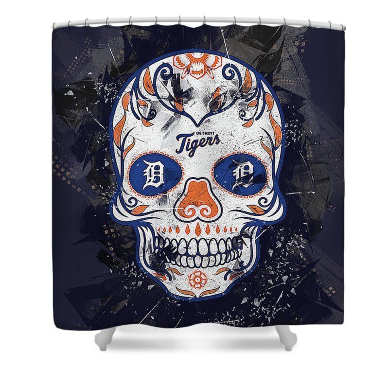 MLB Detroit Tigers Shower Curtain Skull