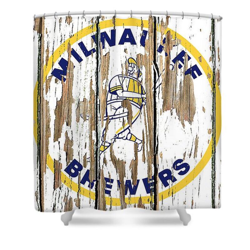 MLB Milwaukee Brewers Shower Curtain Wood Art
