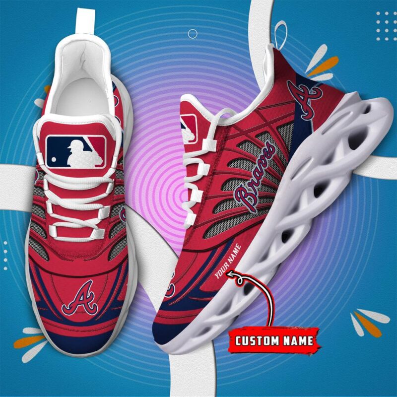 Atlanta Braves Max Soul Shoes Personalized Baseball Shoes